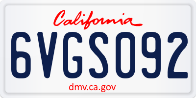 CA license plate 6VGS092
