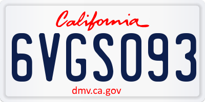 CA license plate 6VGS093