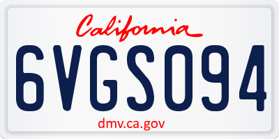 CA license plate 6VGS094