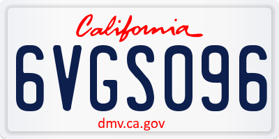 CA license plate 6VGS096