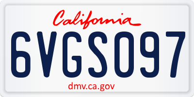 CA license plate 6VGS097