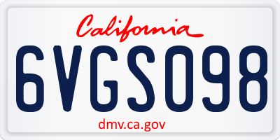 CA license plate 6VGS098