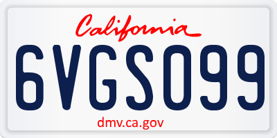 CA license plate 6VGS099