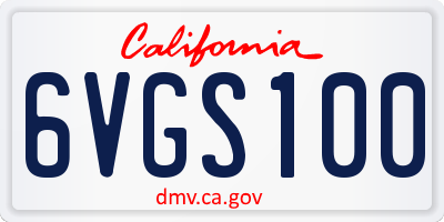 CA license plate 6VGS100