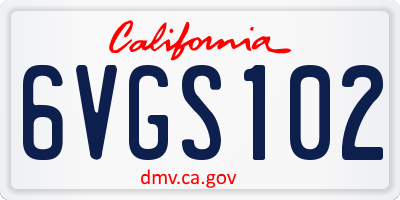 CA license plate 6VGS102