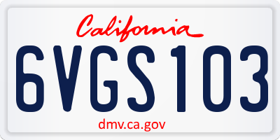 CA license plate 6VGS103