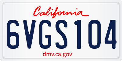 CA license plate 6VGS104