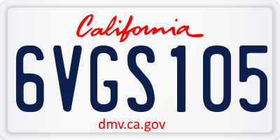 CA license plate 6VGS105