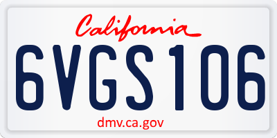 CA license plate 6VGS106