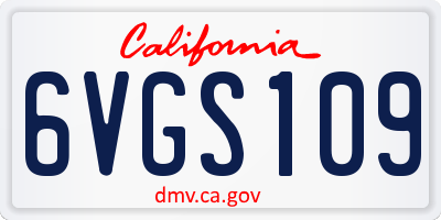 CA license plate 6VGS109