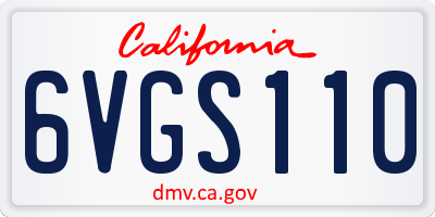 CA license plate 6VGS110