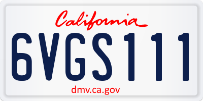 CA license plate 6VGS111