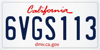 CA license plate 6VGS113