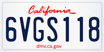 CA license plate 6VGS118