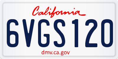 CA license plate 6VGS120