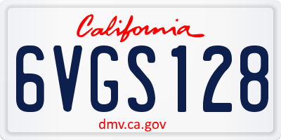 CA license plate 6VGS128