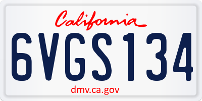 CA license plate 6VGS134