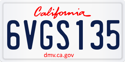 CA license plate 6VGS135
