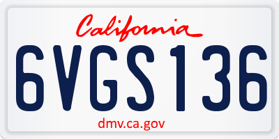 CA license plate 6VGS136
