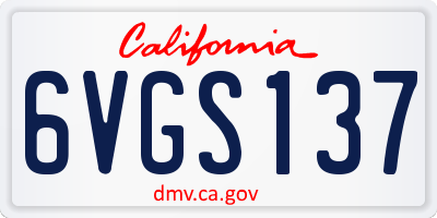 CA license plate 6VGS137