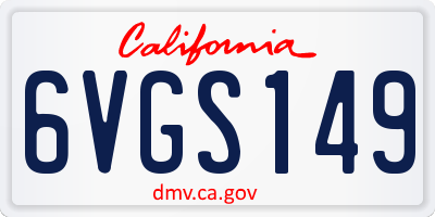 CA license plate 6VGS149