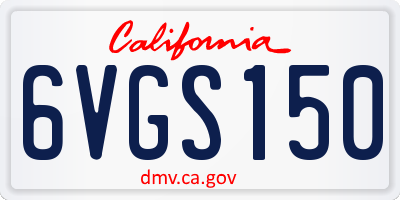 CA license plate 6VGS150
