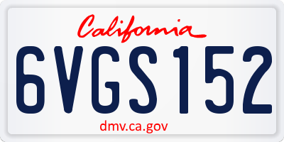 CA license plate 6VGS152