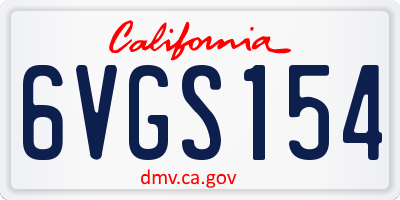CA license plate 6VGS154