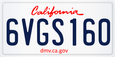 CA license plate 6VGS160