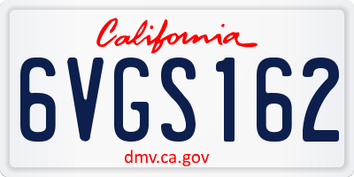 CA license plate 6VGS162