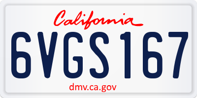 CA license plate 6VGS167
