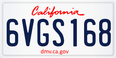 CA license plate 6VGS168