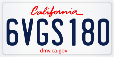 CA license plate 6VGS180
