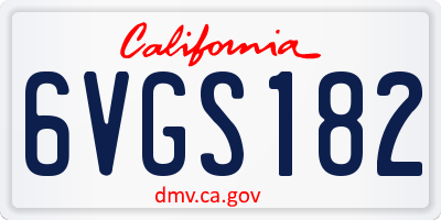 CA license plate 6VGS182