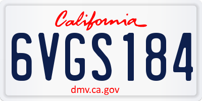 CA license plate 6VGS184