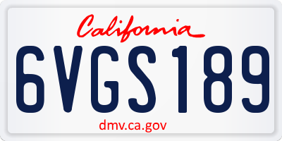 CA license plate 6VGS189