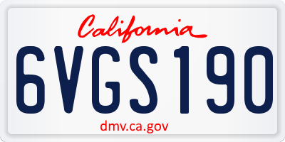 CA license plate 6VGS190