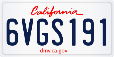 CA license plate 6VGS191