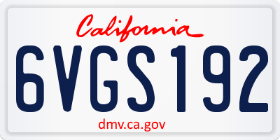 CA license plate 6VGS192