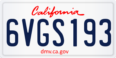 CA license plate 6VGS193