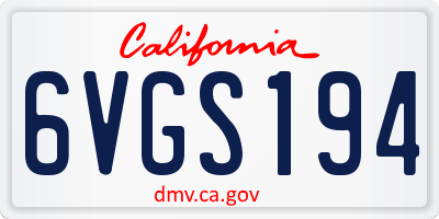 CA license plate 6VGS194