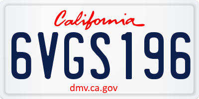CA license plate 6VGS196