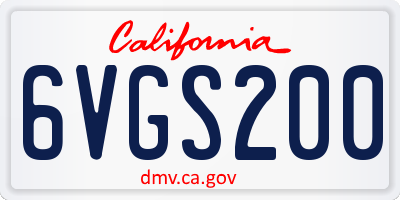CA license plate 6VGS200