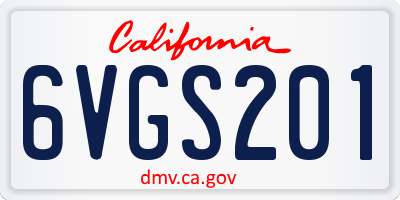 CA license plate 6VGS201