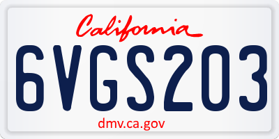 CA license plate 6VGS203