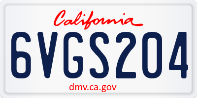 CA license plate 6VGS204
