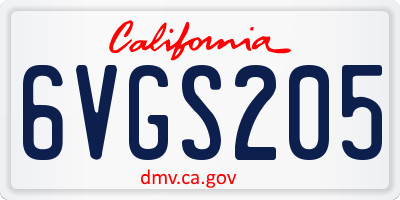 CA license plate 6VGS205