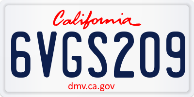 CA license plate 6VGS209