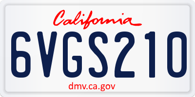 CA license plate 6VGS210