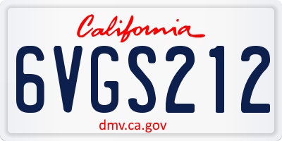 CA license plate 6VGS212